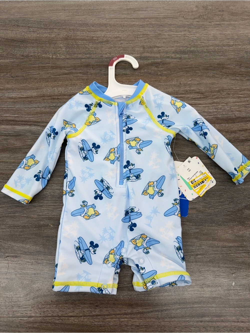 Disney Light Blue Mickey Surf Short-Sleeve Rashguard One-Piece